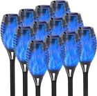 12 Pack Outdoor Yard Solar Power Torch Flame Lights Landscape Lawn Garden Lamp