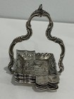 Antique German 800 Silver Signed Set Of 6 Ashtray Plus Holder W  Boat Windmill