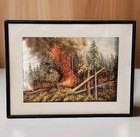 Forest Fire Thread Art Silk Embroidery Japanese Framed Rare Vtg After The Read