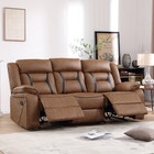 Ebello Faux Leather Manual Reclining Sofa Couch  3 Seat Recliner Sofa Chairs