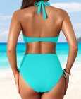 Women High Waisted Bikini Set Swimsuit Tummy Control Bathing Suit Blue Turquoise