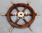 Vintage Antique 18  Wooden Helm Ship Wheel Boat Steering Solid Brass Handle Gift
