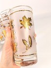 Set Of 6 Vtg Mcm Libbey Frosted Golden Foliage Gold Leaf Glass Highball Glasses