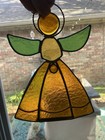 Vintage Holy Christmas Angel Sun Catcher Leaded Stained Glass  Hand Made 9    Tall