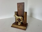 Equestrian Trophy Wood And Gold Metal Engravable Award Vintage Horse Figurine
