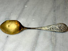 Antique Sterling Souvenir Spoon With Hand-tooled Filigree And Gilded Bowl
