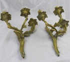 Important Pair Of Antique French Rococo Dore Bronze Wall Sconces 17 