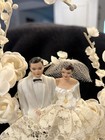 Vintage Wedding Cake Topper Roses   Lace  Bride   Groom  Heart Shaped Marked 229