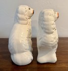 Vintage Staffordshire Reproduction Spaniel Dog Figurines  White W gold Accents