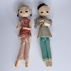 S 2 Vtg 1950 s Traditional Japanese Stockinette Couple Dolls 8  