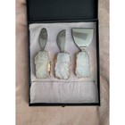 L objet White Agate   Gold-edged 3-piece Cheese Knife Set