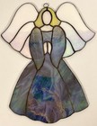 Vintage Stained Glass Angel Praying Hanging Window Suncatcher Wall Art
