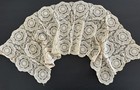 Antique Lace Table Runner Embroidered Net 11   x36    Dresser Scarf Flowers Vintage