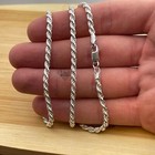 Italian Solid Sterling Silver Rope Link Chain Necklace 925 Silver Chain 3 5mm
