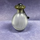 Frosted Glass Perfume Bottle W  Stopper And Marcasite Top 5  Tall Vtg Italy