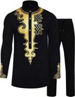 Men s African Suits Dashiki Metallic Print Outfit Traditional Attire Clothing
