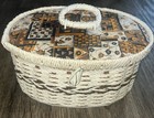 Vintage Oval Japan Singer Sewing Basket With Removable Plastic Tray Wicker Wood