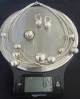 Vintage 925 Sterling Silver Multi-strand Ballnecklace Earrings Ring Set
