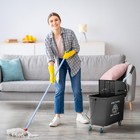Compact Mop Bucket With Wringer  Mop Bucket On Wheels  21 Quart  Separate Dirty