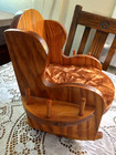 Sewing Caddy Wood Rocking Chair Handmade Pin Cushion Spool Scissor Holders Vtg