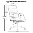 Modern High Back Office Desk Chair   Upholstered Ribbed Pu Leather Conference