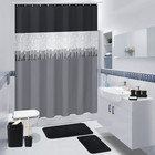 Bathroom Sets With Shower Curtain And Rugs 24pcs Black Bathroom Set Shower Curta