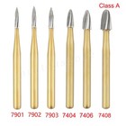 10 tungsten Carbide Gold Burs Trimming Finishing Fg7901  7902  7406  7408 Dental