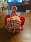 Vintage Weaving Loom Granny Doll Little Lace Shop Red And White 