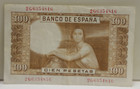 1953 Spain 100 Pesetas Banknote Vf