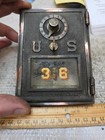 Antique Vintage Brass Us Post Office Box Door Size  1 Us Dial Comb Beveled Glass