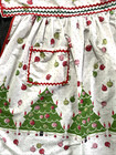 Vintage Christmas Half Apron 1950s Decorated Trees Ornaments Balls