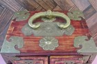 Vintage Chinese Rosewood Brass   Bone Jewelry Box