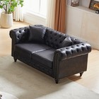 63 5  Chesterfield Sofa Couch High-tech Fabric Button Tufted Loveseat Sofa Black
