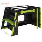 Full Size Gaming Loft Bed With Desk  Led   Storage Shelves Solid Wood Bed Frames