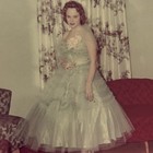 Vintage 1950s 1960s Photo Woman Organza Party Dress Tv Room Christmas Tree 5x7