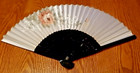 Wwii Vintage Japanese Fan Hand Painted Pink Rose On Silk   Bamboo 8 1 2  X 15 