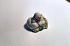 Porcelain Hotei Netsuke     Vintage Japanese-style Figurine     Hand-painted     Glaze