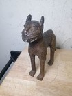 Benin Bronze Medium Size Leopard Cast Carving And Etching 10  X 11  X 3    gc