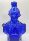 George Washington Figural Cobalt Blue Glass Bottle Cork Top Philly 9   Prohib