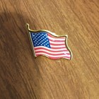 American Flag Enamel Lapel Pin  Gold Tone Patriotic Waving Flag