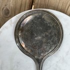 Antique Silver Pate Heavy Handheld Vanity Mirror  Vintage Made In Spain 