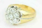 3ct Round Cut Lab Created Diamond 14k Yellow Gold Finish Men s Cluster Ring