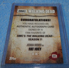 2017 Topps Walking Dead Evolution Joshua Hoover Autograph Card As Fat Joey A-jh
