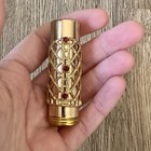 Vtg Gold Tone Lattice Filigree Lipstick Tube Case Holder Metal Antique Detailed