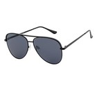 Oversized High Key Large Metal Aviator Flat Lens Black Frame Smoke Tint Lens