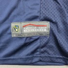 Milwaukee Brewers Baseball Jersey Mens Xl Navy Blue Yellow Number 10 Mesh Mlb