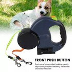 Retractable Reflective Dual Pet Leash Lead 360 Swivel Double Dog Walking Leash