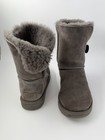 Ugg Bailey Button Ii Womens Size 8 Grey   Gray Suede Sheepskin Boots 1016226