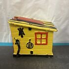 Vintage Cast Iron Mechanical Bank Amish Cabin The Book Of Knowledge