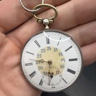 Antique Vintage Pocket Watch 24 Hour Roman Dial Silver Tone Mechanical Key Wind